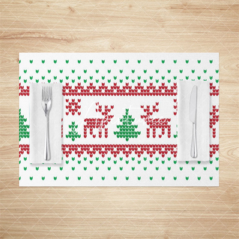 Aperturee - Aperturee Christmas Elk Tree Pixel Pattern Set Of 4 Placemats