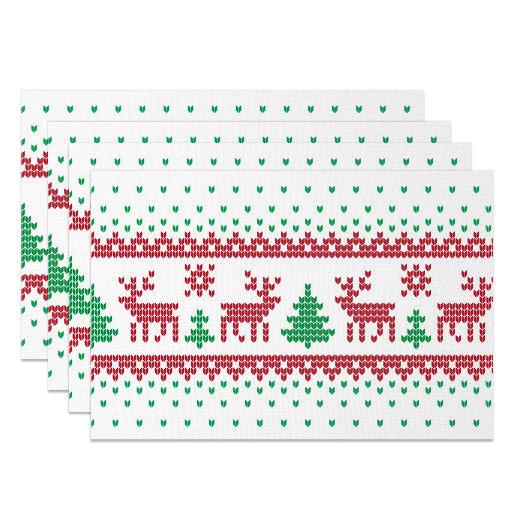 Aperturee - Aperturee Christmas Elk Tree Pixel Pattern Set Of 4 Placemats
