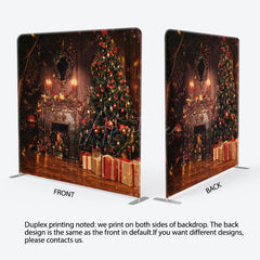 Aperturee - Aperturee Christmas Fireplace Vintage Tension Fabric Backdrop