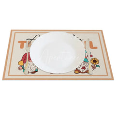 Aperturee - Aperturee Christmas Gnomes Set of 4 Placemats in Khaki for Festive Holiday and Scandinavian Farmhouse Decor