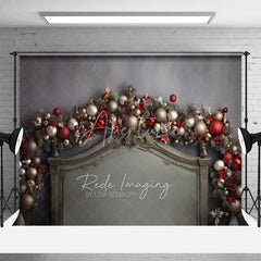 Aperturee - Aperturee Christmas Headboard Backdrop Silver Ornament Garland Grey Bed Background Bedroom Sleepover Holiday Party Decoration