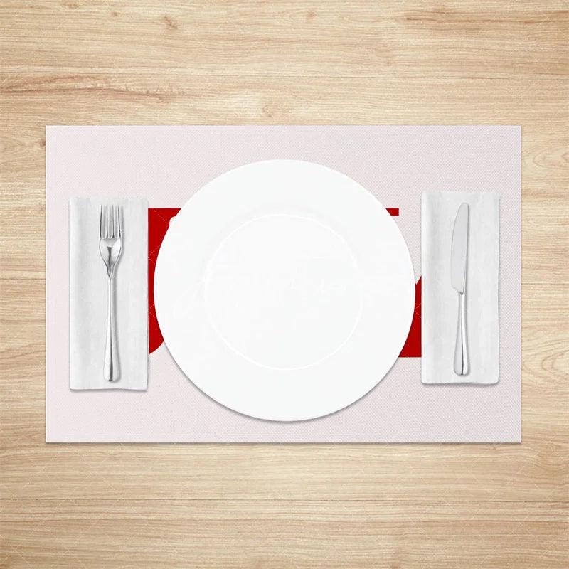 Aperturee - Aperturee Christmas Joy Set of 4 Placemats Holiday Wreath Design Elegant Red and Green Winter Table Mats