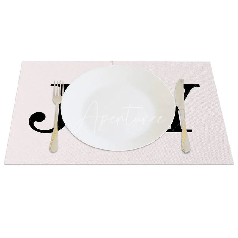 Aperturee - Aperturee Christmas Joy Set of 4 Placemats Red Buffalo Plaid Ornament Modern Farmhouse Holiday Table Mats