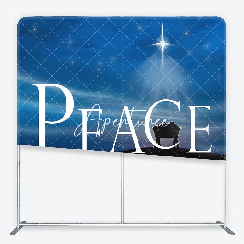 Aperturee - Aperturee Christmas Nativity Peace on Earth Square Double-Sided Backdrop Blue Night Sky Star of Bethlehem Baby Manger.