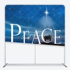 Aperturee - Aperturee Christmas Nativity Peace on Earth Square Double-Sided Backdrop Blue Night Sky Star of Bethlehem Baby Manger.