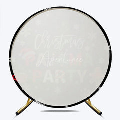 Aperturee - Aperturee Christmas Pajama Party Round Backdrop Gingerbread Man Hot Cocoa Winter Decor