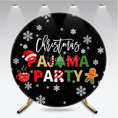 Aperturee - Aperturee Christmas Pajama Party Round Backdrop Gingerbread Man Hot Cocoa Winter Decor