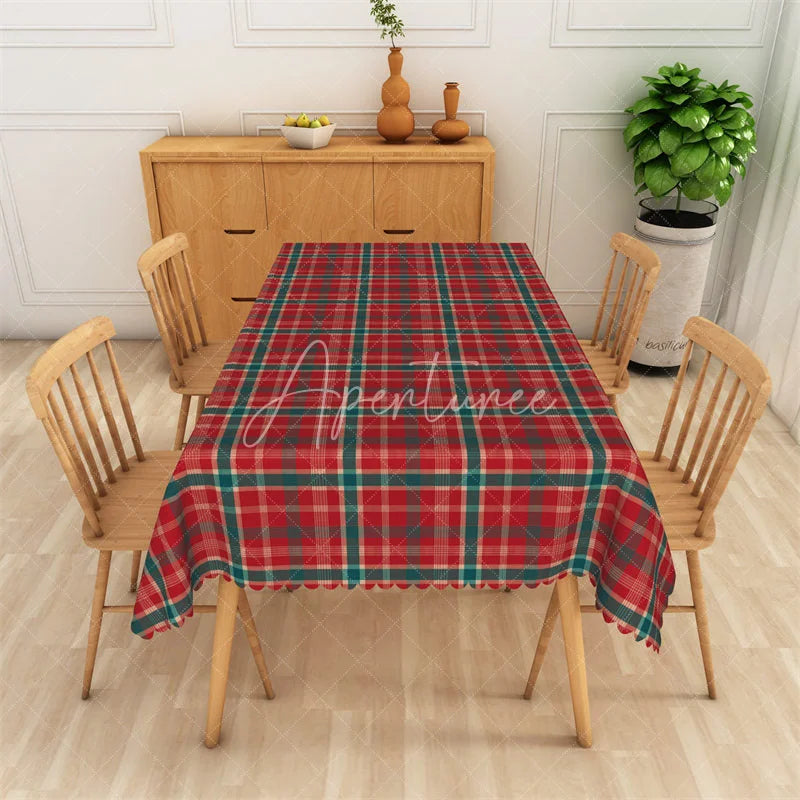 Aperturee - Aperturee Christmas Plaid Rectangle Tablecloth Red and Green Tartan Classic Traditional Holiday Table Cover