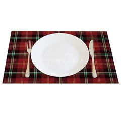 Aperturee - Aperturee Christmas Plaid Set of 4 Placemats Red Green Tartan Rustic Farmhouse Holiday Table Mats Decor