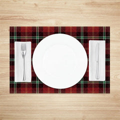 Aperturee - Aperturee Christmas Plaid Set of 4 Placemats Red Green Tartan Rustic Farmhouse Holiday Table Mats Decor