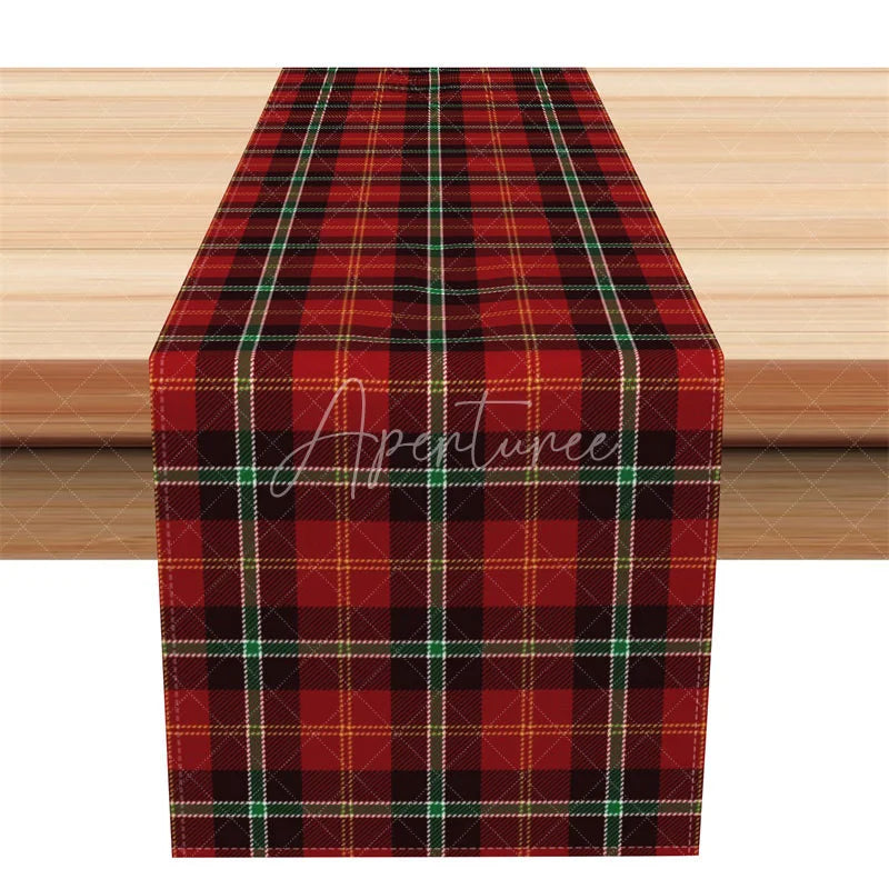 Aperturee - Aperturee Christmas Plaid Table Runner Red Black and Green Tartan Classic Holiday Farmhouse Table Decor