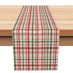 Aperturee - Aperturee Christmas Plaid Table Runner Red Green and Cream Tartan Classic Traditional Holiday Table Decor