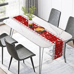 Aperturee - Aperturee Christmas Reindeer Table Runner Red with Snowflake Border Winter Holiday Farmhouse Table Decor