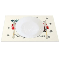Aperturee - Aperturee Christmas Set of 4 Placemats Vintage Red Truck with Tree Farmhouse Merry Christmas Table Mats