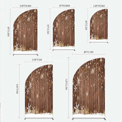Aperturee - Aperturee Christmas Snowflakes Half Moon Arch Backdrop Rustic Brown Wood and Sparkling Stars Background Winter Holiday Party