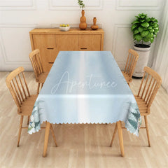 Aperturee - Aperturee Christmas Snowman Rectangle Tablecloth Light Blue Winter Scene Snowy Holiday Table Cover Decor