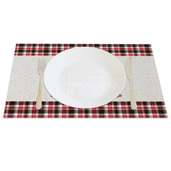 Aperturee - Aperturee Christmas Tree Set of 4 Placemats Leopard Print Plaid Trees Modern Farmhouse Holiday Table Mats