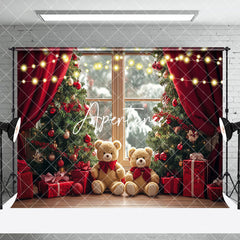 Aperturee - Aperturee Christmas Tree Window Snowy Scene Room Set Backdrop