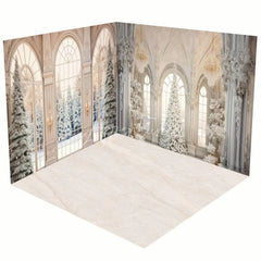 Aperturee - Aperturee Christmas Vibe White Luxury Window Room Set Backdrop