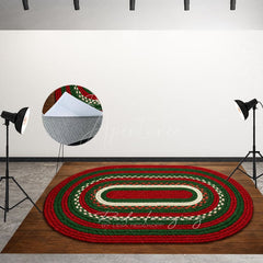 Aperturee - Aperturee Christmas Woven Straw Ropes Fabric Floor Backdrop