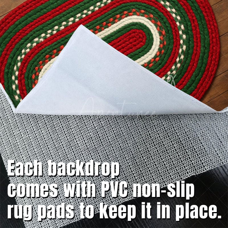 Aperturee - Aperturee Christmas Woven Straw Ropes Fabric Floor Backdrop