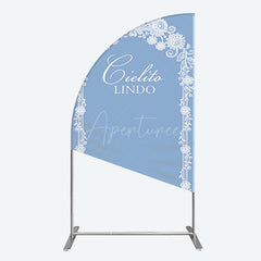 Aperturee Aperturee Cielito Lindo Floral Blue Bridal Shower Half Moon Arch Backdrop