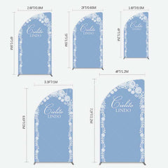 Aperturee Aperturee Cielito Lindo Floral Blue Bridal Shower Half Moon Arch Backdrop