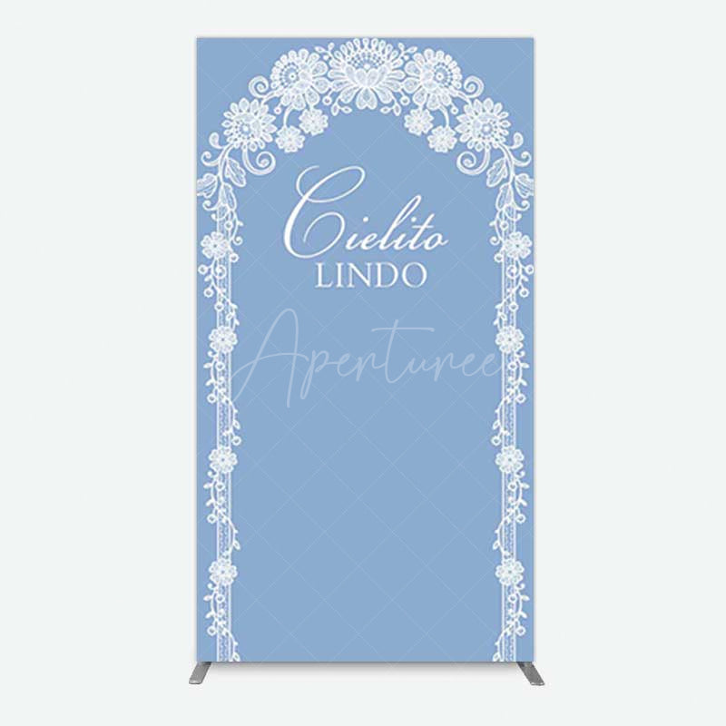 Aperturee Aperturee Cielito Lindo Floral Blue Bridal Shower Rectangle Backdrop