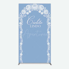 Aperturee Aperturee Cielito Lindo Floral Blue Bridal Shower Rectangle Backdrop