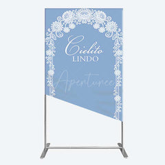 Aperturee Aperturee Cielito Lindo Floral Blue Bridal Shower Rectangle Backdrop