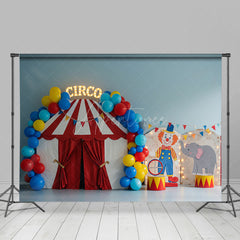 Aperturee - Aperturee Circo Tent Balloons Flags Cake Smash Photo Backdrop