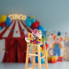 Aperturee - Aperturee Circo Tent Balloons Flags Cake Smash Photo Backdrop