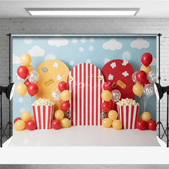 Aperturee - Aperturee Circus Cinema Popcorn Photography Backdrop Carnival Theme Birthday Party Banner