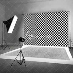 Aperturee - Aperturee Classic Black and White Checkerboard Geometric Pattern Photography Backdrop Bold Racing Retro Party Event Decor