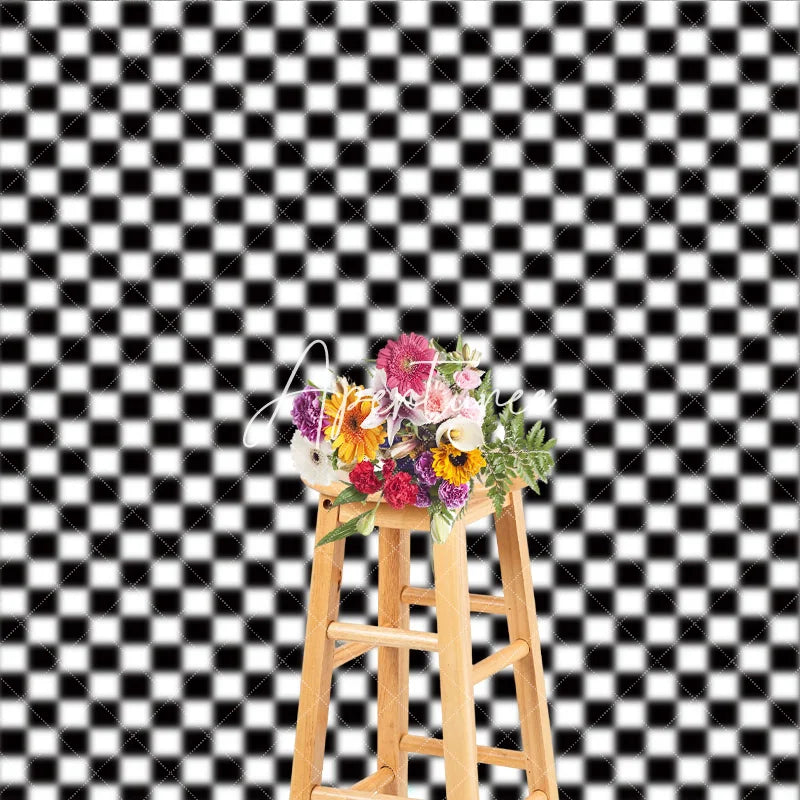 Aperturee - Aperturee Classic Black and White Checkerboard Geometric Pattern Photography Backdrop Bold Racing Retro Party Event Decor