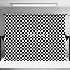 Aperturee - Aperturee Classic Black and White Checkerboard Geometric Pattern Photography Backdrop Bold Racing Retro Party Event Decor