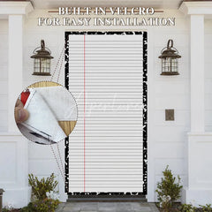 Aperturee - Aperturee Classic Black and White Composition Notebook Ruled Paper Door Cover Back to School Academic Theme Decor.