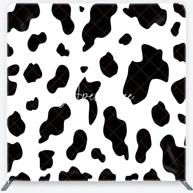 Aperturee - Aperturee Classic Black and White Cow Print Square Double-Sided Backdrop Farm Animal Theme Birthday Party Decor