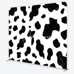 Aperturee - Aperturee Classic Black and White Cow Print Square Double-Sided Backdrop Farm Animal Theme Birthday Party Decor