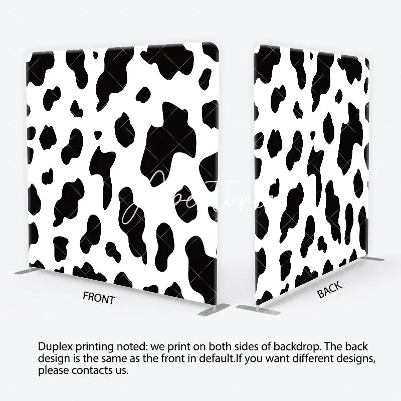 Aperturee - Aperturee Classic Black and White Cow Print Square Double-Sided Backdrop Farm Animal Theme Birthday Party Decor