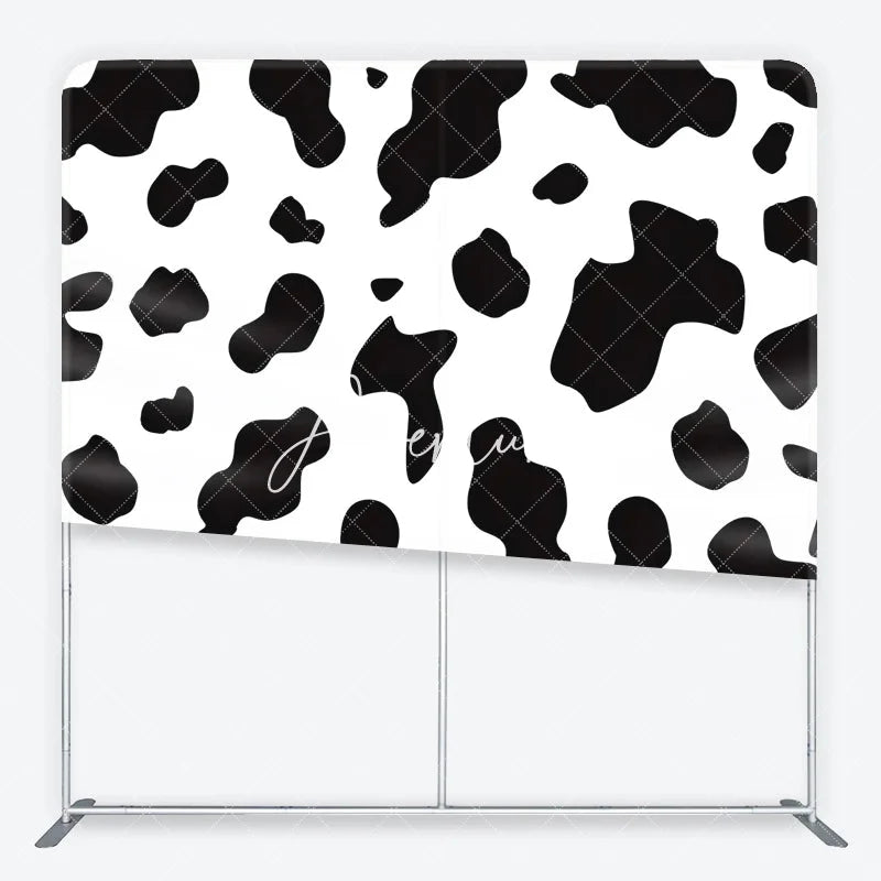 Aperturee - Aperturee Classic Black and White Cow Print Square Double-Sided Backdrop Farm Animal Theme Birthday Party Decor