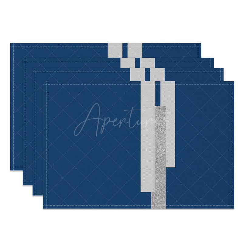 Aperturee - Aperturee Classic Blue and Grey Abstract Placemats Set of 4 Modern Art Design for Kitchen and Dining Room Table