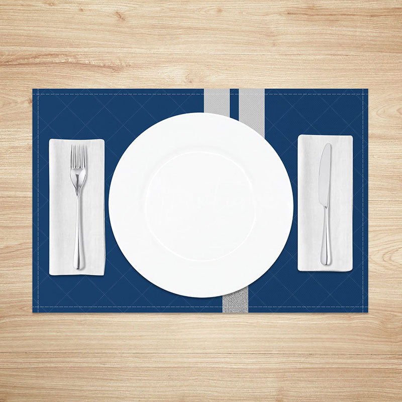 Aperturee - Aperturee Classic Blue and Grey Abstract Placemats Set of 4 Modern Art Design for Kitchen and Dining Room Table