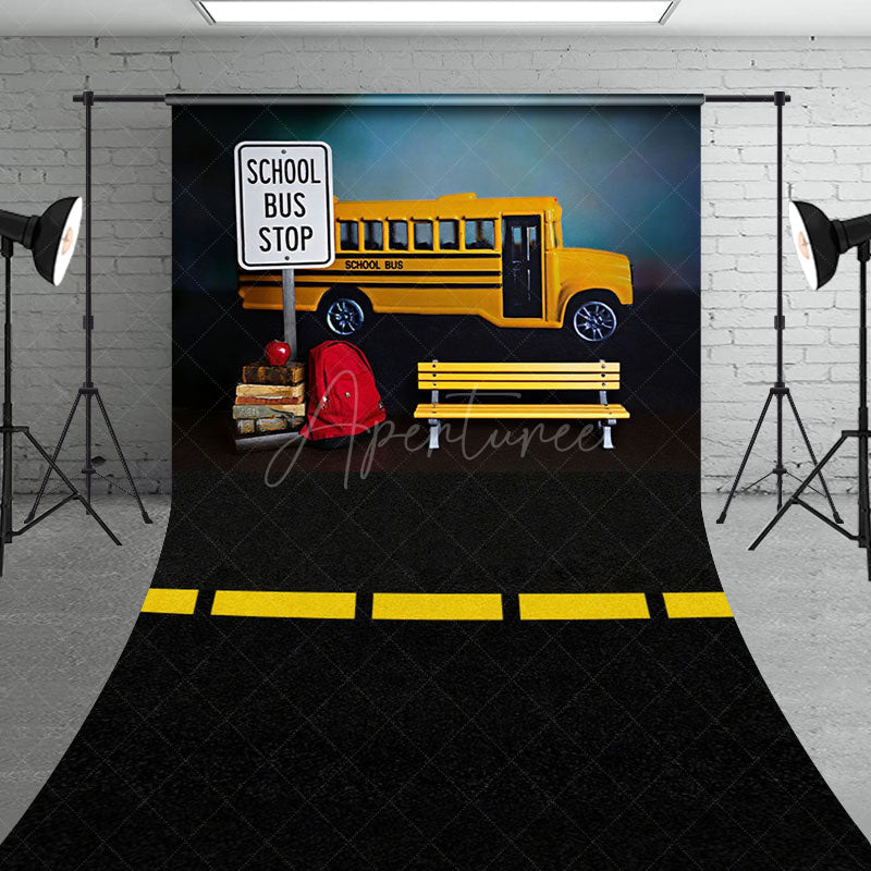 Aperturee - Aperturee Classic Bus Stop Back To School Photo Sweep Backdrop