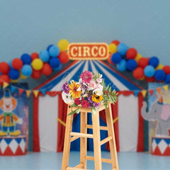 Aperturee Aperturee Classic Circus Cake Smash Photography Backdrop Red Blue and Yellow Big Top Tent First Birthday Photo Prop for Boy