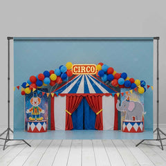 Aperturee Aperturee Classic Circus Cake Smash Photography Backdrop Red Blue and Yellow Big Top Tent First Birthday Photo Prop for Boy