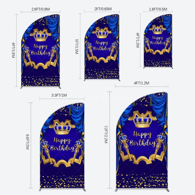 Aperturee - Aperturee Classic Crown Scepter Tassel Birthday Half Moon Arch Backdrop
