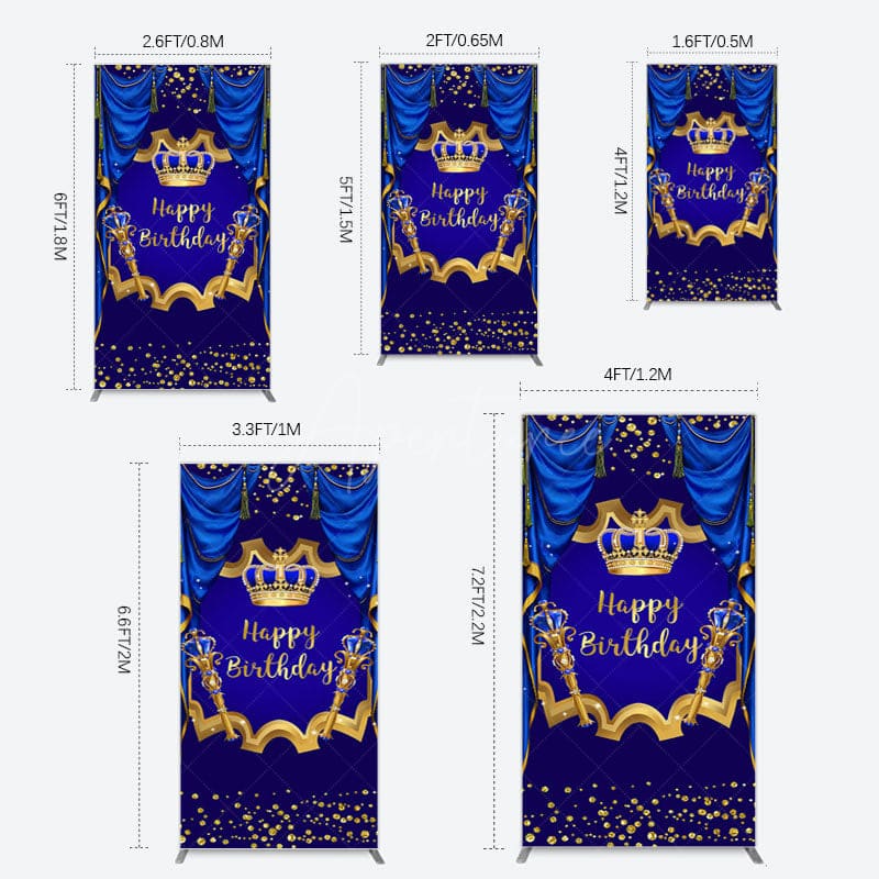 Aperturee - Aperturee Classic Crown Scepter Tassel Birthday Rectangle Backdrop
