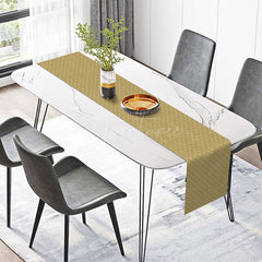 Aperturee - Aperturee Classic Geometric Table Runner with Gold and Yellow Square Pattern for Modern and Elegant Dining