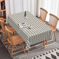 Aperturee - Aperturee Classic Grey Plaid Rectangle Tablecloth Simple Farmhouse Checkered Pattern Modern Neutral Kitchen Decor